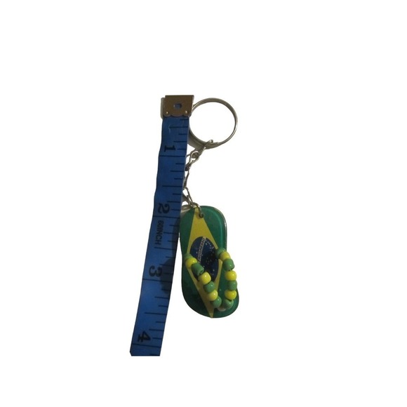 Brazil Flag Country Shape Flip Flop Beaded Souvenir Keychains - Picture 9 of 11